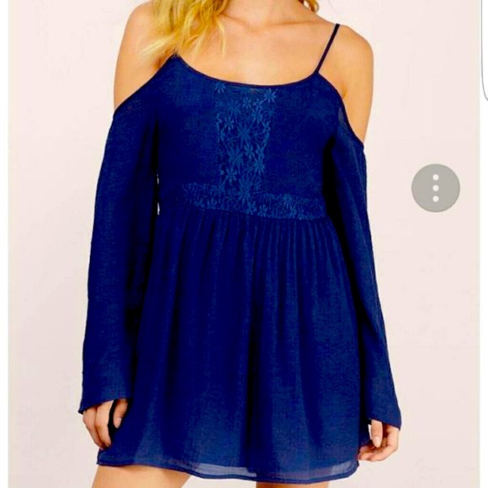 TOBI Navy Blue Lace Cold Shoulder Dress